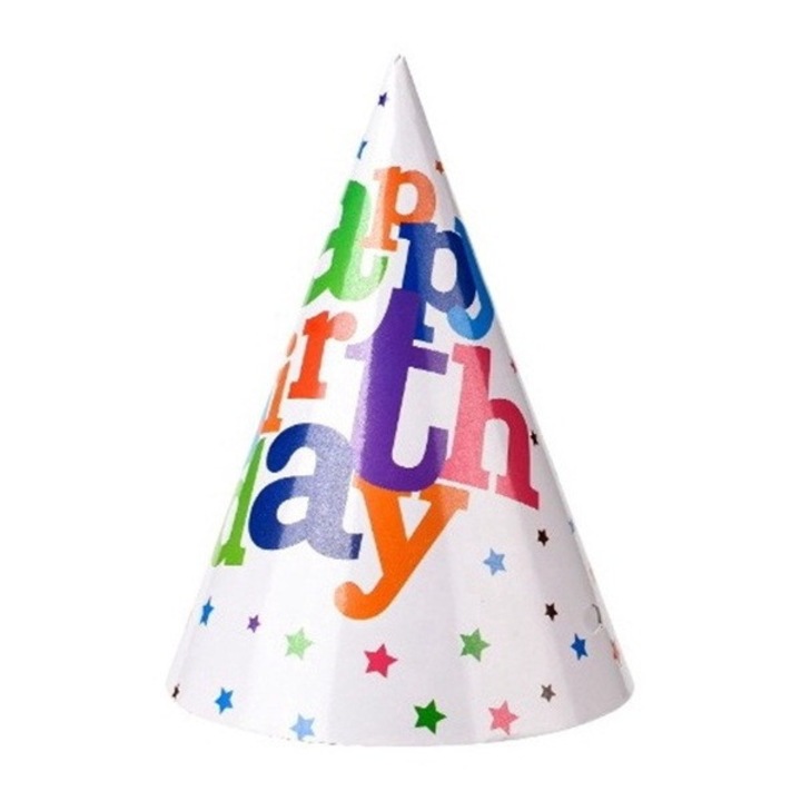 Set 6 Coifuri, Flippy, Petrecere Copii, din Carton, 20 x 13.5 cm, Model 2 Happy Birthday, Multicolor