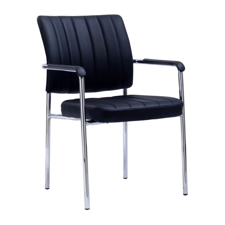 Scaun birou piele ecologica neagra crom Florin 63x56x83 cm