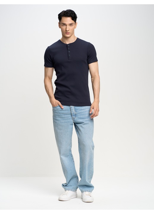 Tricou barbati Big Star Basicag 403, bleumarin, bumbac moale, croiala simpla