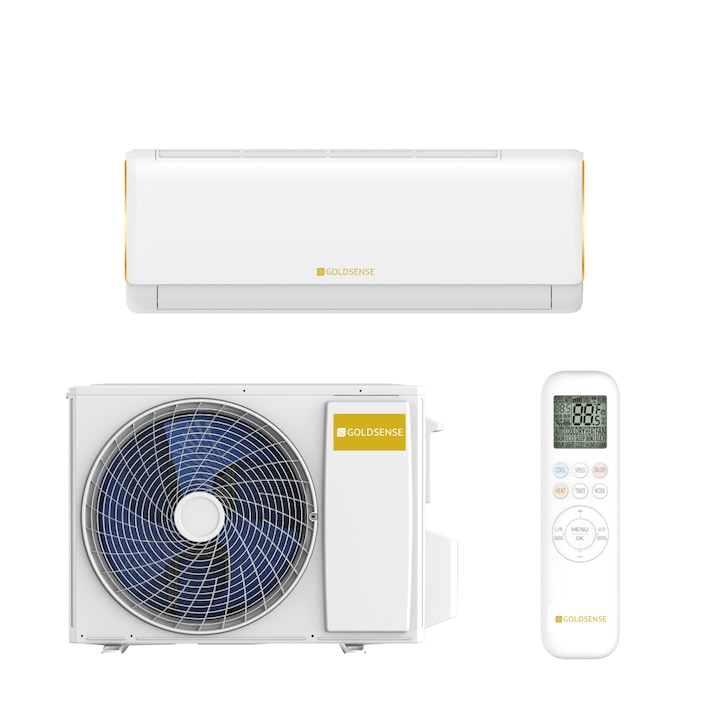 Aparat aer conditionat Goldsense New Elite, 12 000 BTU/h, WiFi Inclus, Kit Montaj Inclus, Timer, iFeel, Night Mode, Auto Curatare, iFavor