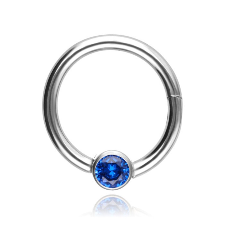 Piercing dama Crazy Needles, titan, zirconiu albastru, argintiu, 1.2x10mm