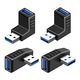 Set 4 adaptoare USB 3.0, ZGGZERG, Adaptoare de extensie USB 3.0, Viteza de Transfer 10 Gbps, 90 de grade, Plug and play, Compact si portabil, Pentru telefoane mobile, tablete, computere, PVC, Diverse dimensiuni, Negru