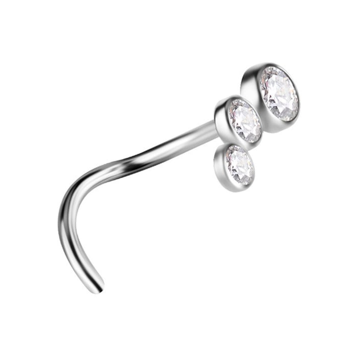 Piercing din titan cu zirconii albe, Crazy Needles, 3x7,5mm