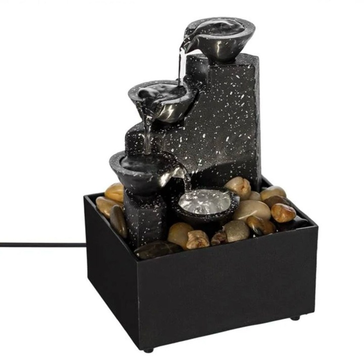 Декоративен артезиански фонтан с LED, стълби и камъни 11x9x17см