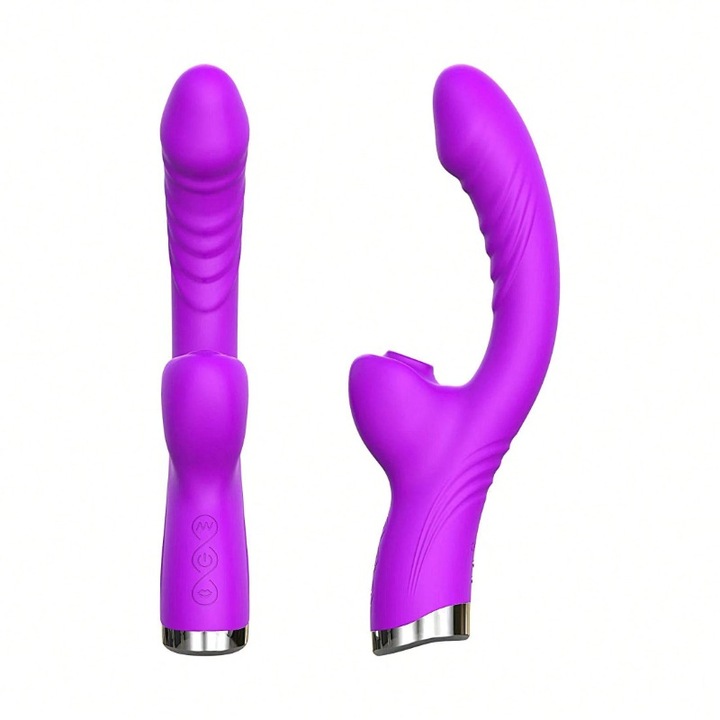 Szexvibrátor, 2 az 1-ben csiklóstimulátor, 10 szívási és rezgési mód, vízálló, ABS + orvosi szilikon, USB töltés, realisztikus érzéseket keltő szexuális játékok, lila