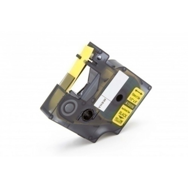 Dymo D1 18056 utángyártott Rhino kompatibilis zsugorcsöves feliratozószalag sárga alapon 12 mm x 1.5 m fekete