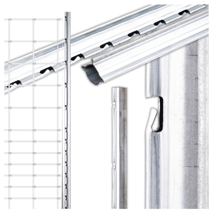 Set Stalpi de gard pentru plasa forestiera, Tip a, Zincat, Inaltime 200 cm, Perete 1.25 mm, 10 bucati