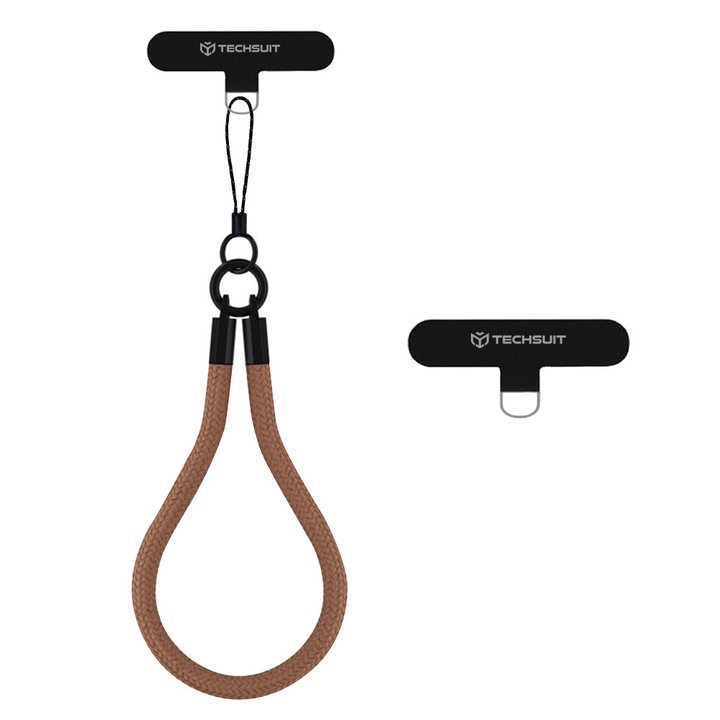 Snur pentru Telefon, Nylon Braided, Durable, Universal - Techsuit Rope Wrist Strap (RWS2-72) - Cocoa Truffle