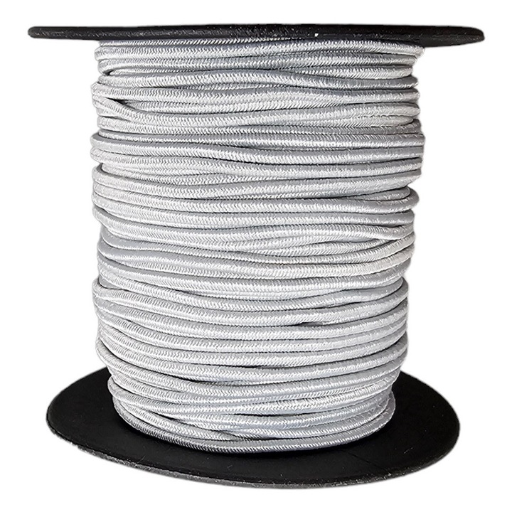 Banda elastica rotunda de 1,5 mm, gri deschis, poliester, 10 metri