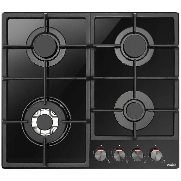 Газов котлон, Amica, 4 котлона, FlameControl, ExtraSpace, черен, 59x52см