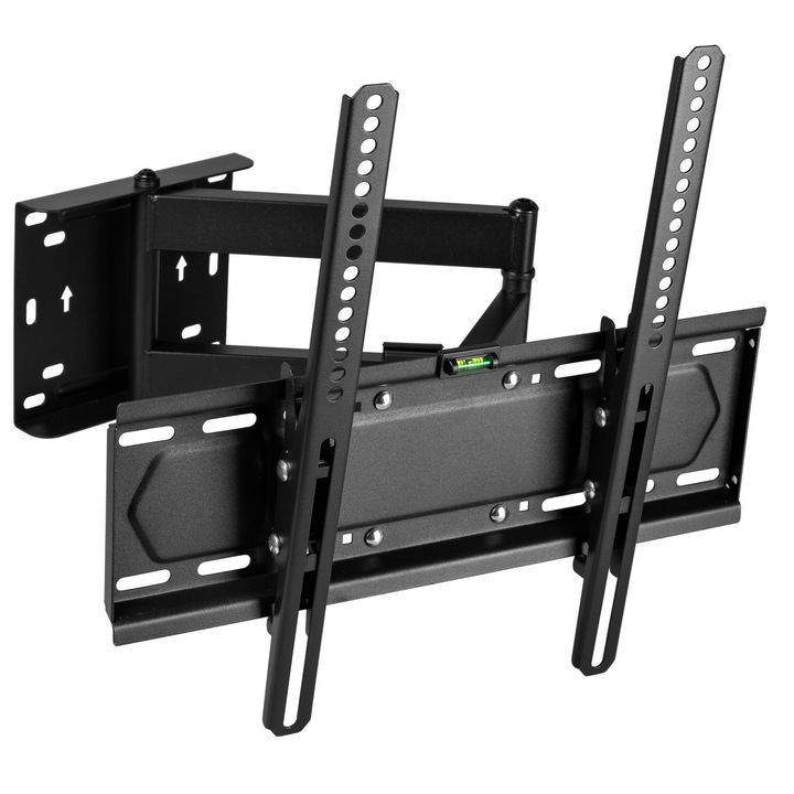 Стенна поставка за телевизор, Въртяща се, Универсална, Диагонал 23"- 55" (58 - 139 см), Макс. 35 кг, Размер от 50x50 до макс. 400x400, Черна, Sim Online®