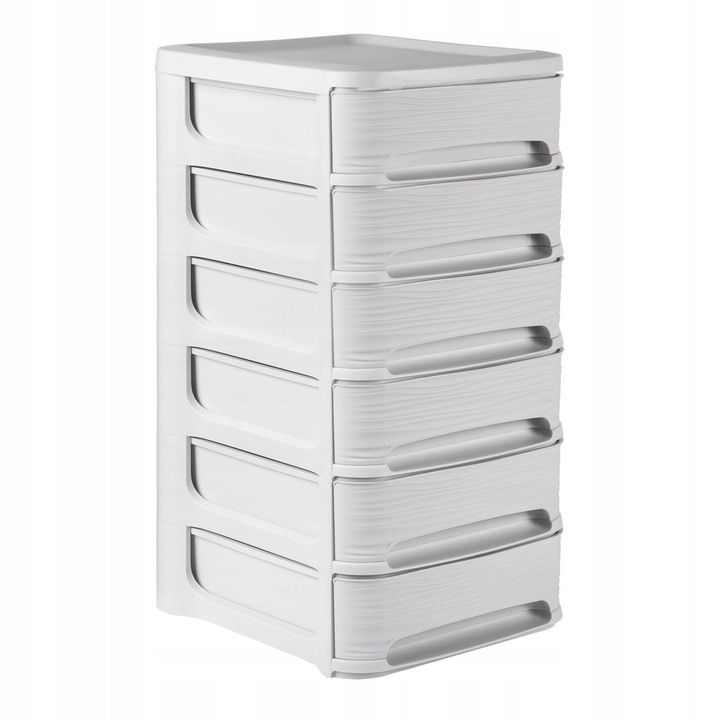 Szervező polc 6 polccal, EDA Stone, fehér, 32x37x62,1cm