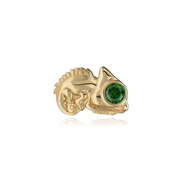 Capac cercei placat cu aur 14K, Crazy Needles, cu zirconie verde, 5x8mm. otel