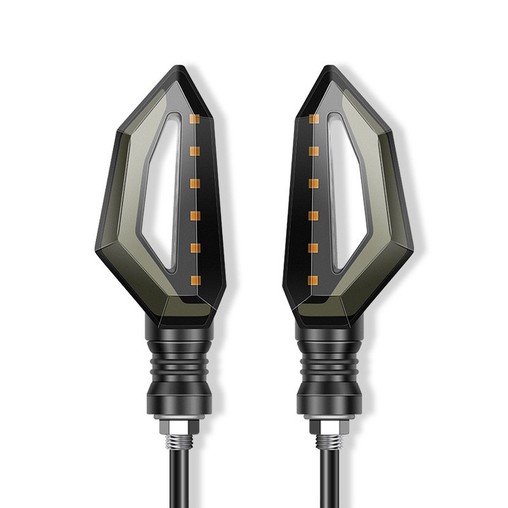 Set 2 Semnalizatoare Moto, BOMSTOM, 12V, LED, Culoare Neagra, 11.8cm