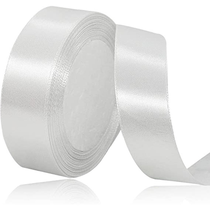 Panglica satin Alb 2, 5 cm lata si 23 cm lungime