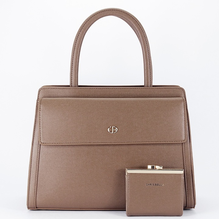 Премиум чанта с портфейл CB2427-3 17, Сиво-кафяв, 24x32x13