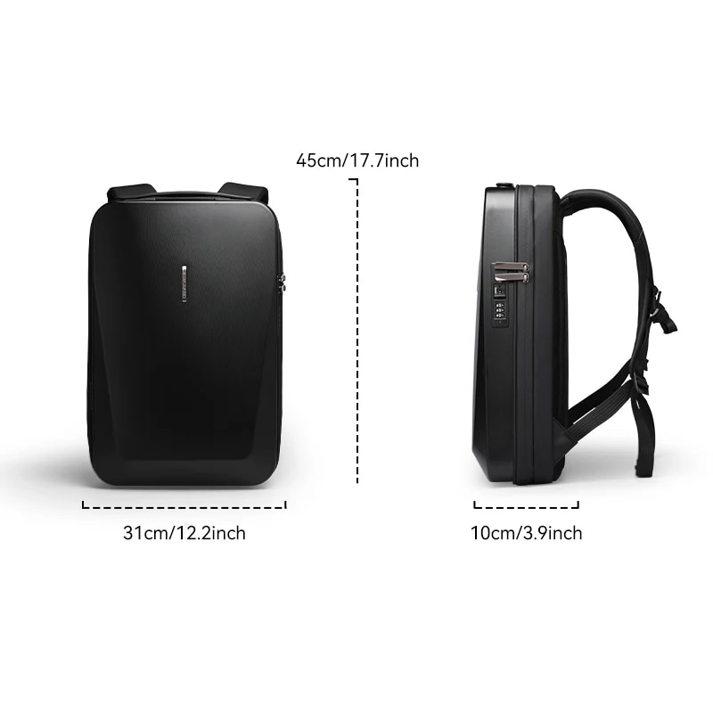 Rucsac antifurt, Mark Ryden, impermeabil, blocare TSA, port USB si micro USB, compatibil cu laptop 17.3 inch si tableta 12.9 inch, material oxford, carcasa dura ABS, fluier integrat in catarama, negru