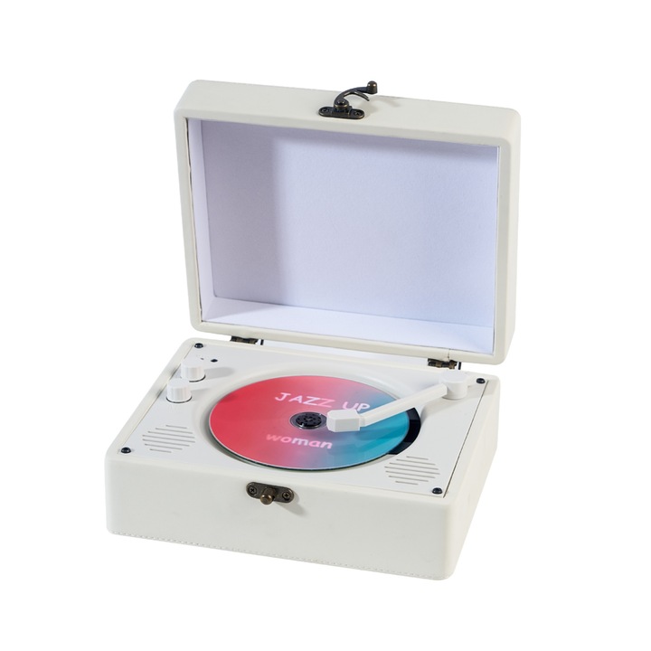 Hordozható CD lejátszó, MP3, USB, AUX, HD Audio, LED visszajelző, távirányító, bézs