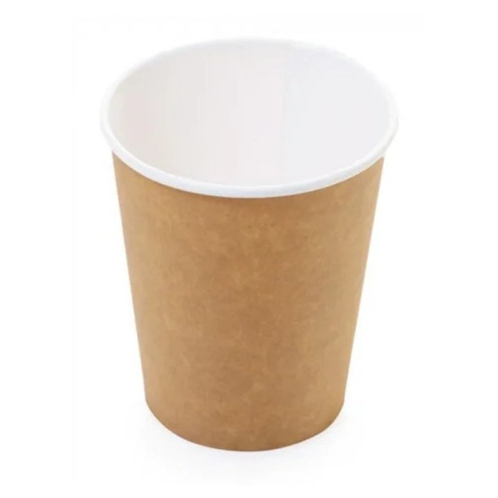 Pahare din carton cu perete simplu, kraft natur, 250ml/9oz, CUP 250C (1000bucati)