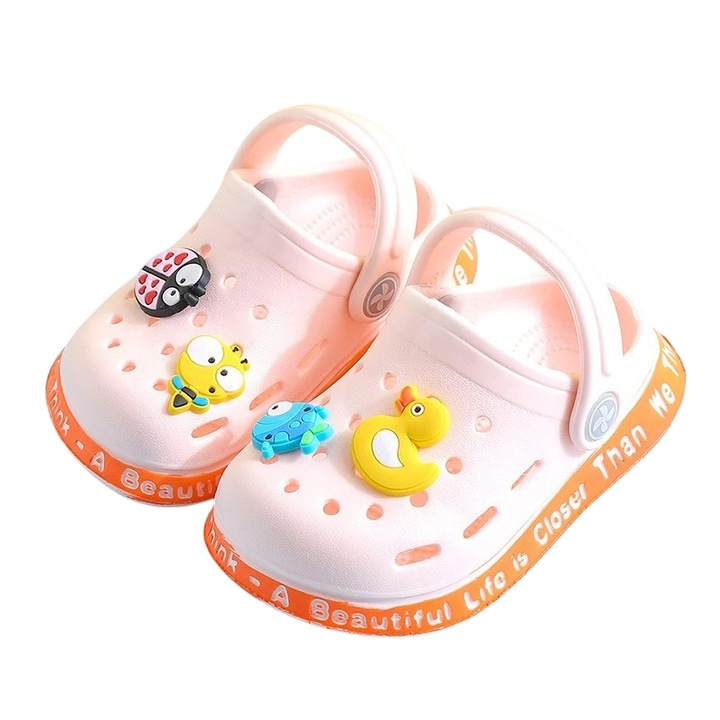 Saboti pentru copii Mixbo, stil Crocs, cu accesorii detasabile, spuma, Roz