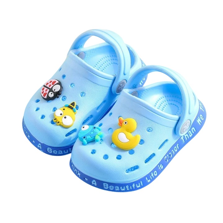Saboti pentru copii Mixbo, stil Crocs, cu accesorii detasabile, spuma, Albastru deschis