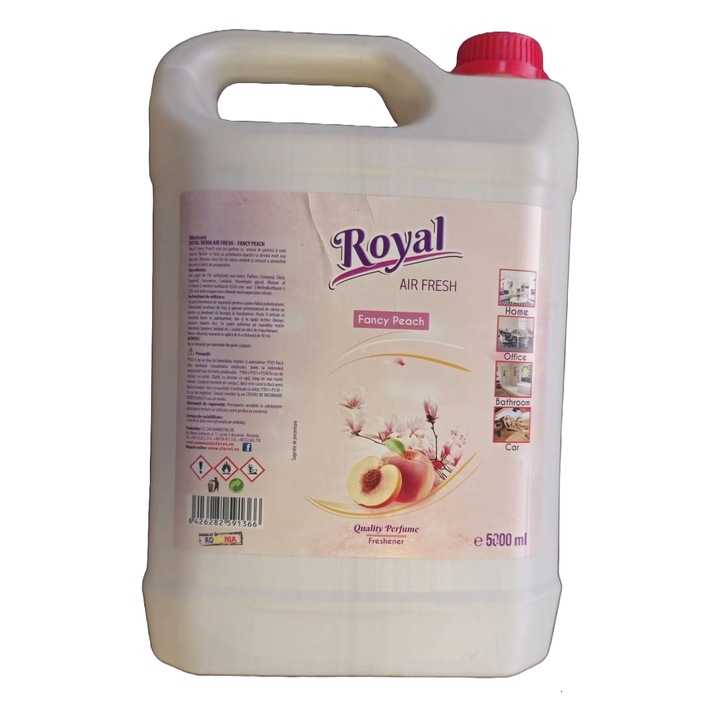 Koncentrált légfrissítő szoba, textil, autó, iroda, fürdőszoba, barack illat, díszes barack, XXL gazdaságos csomag, 5L, Royal