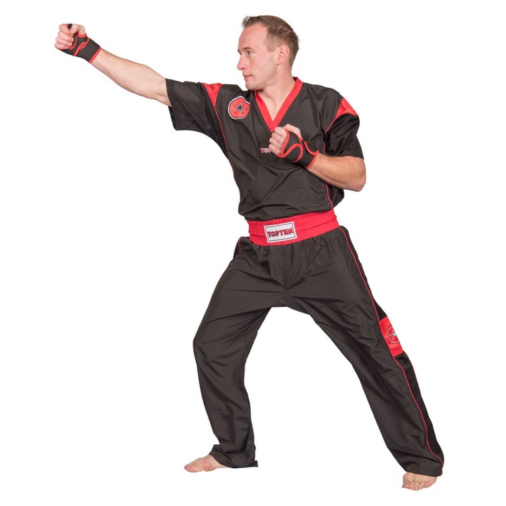 Uniforma Kickboxing „Star Edition”, aprobat WAKO, Top Ten, Negru-Galben, 190 cm 5051, Rosu/Negru
