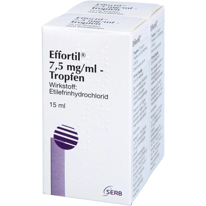 Solutie Orala, Serb, Effortil Tropfen, pentru Tratarea Tensiunii Arteriale Scazute, cu Clorhidrat de Etilefrina, 15ml