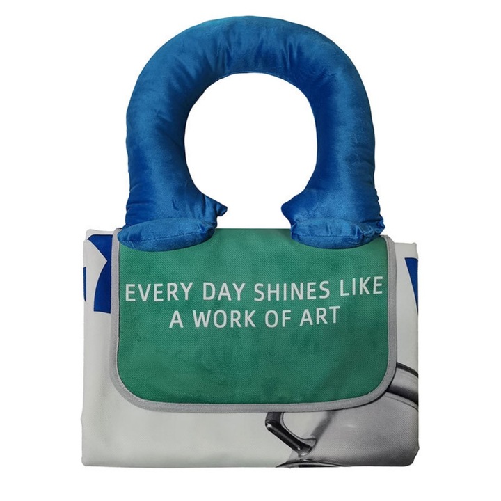 Covor de picnic, 150x200 cm, pliabil, panza oxford, maner de transport din bumbac captusit, rezistent la apa si la uzura, stil ins, potrivit pentru calatorii, alb