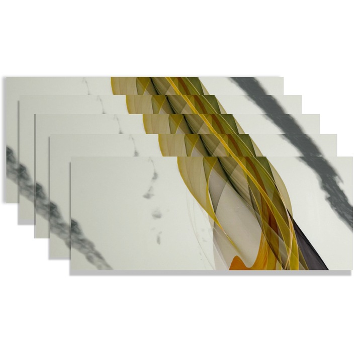 Комплект от 10 x HOZRO самозалепващи имитиращи мраморни плочки, абстрактен модел, за стени, покрива площ от 1,8 квадратни метра, модерен дизайн, много лесен за монтаж, 116-14 Сиво