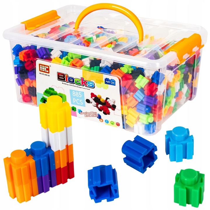 Blocuri de constructie spatiale in trusa 885 de piese. Piese educationale 3D