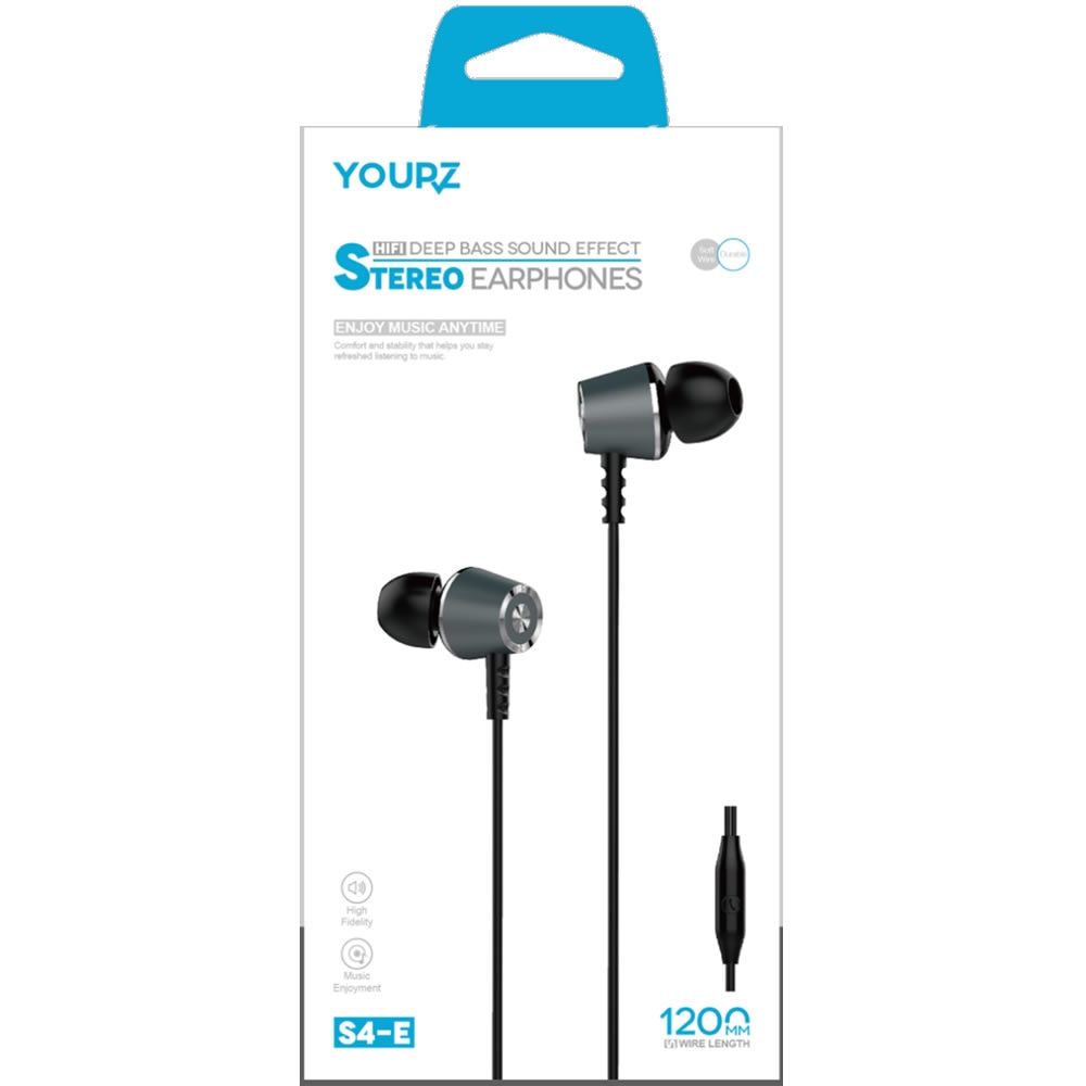 Casti intraauriculare YOURZ-S4-E, Maini libere, mufa stereo de 3,5 mm, cu microfon, Negru
