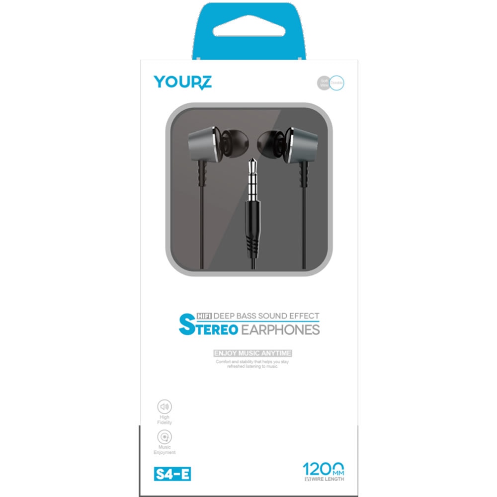 Casti intraauriculare YOURZ-S4-E, Maini libere, mufa stereo de 3,5 mm, cu microfon, Negru