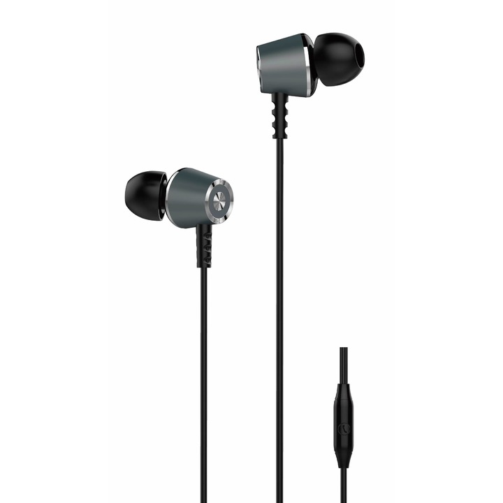 Casti intraauriculare YOURZ-S4-E, Maini libere, mufa stereo de 3,5 mm, cu microfon, Negru