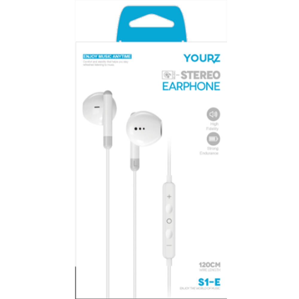Casti intraauriculare YOURZ-S4-E, YOURZ-S1-E, Maini libere, mufa stereo de 3,5 mm cu microfon, alb
