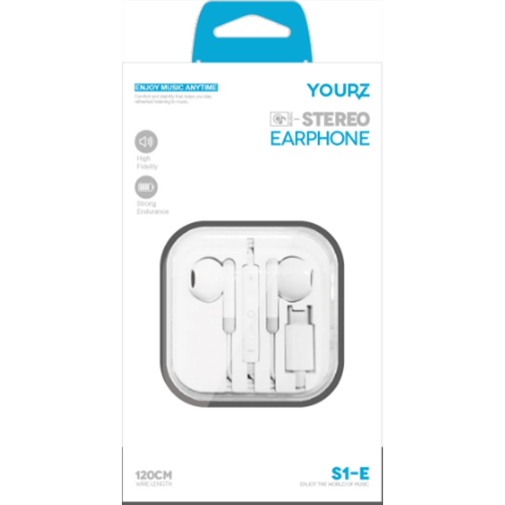Casti intraauriculare YOURZ-S4-E, YOURZ-S1-E, Maini libere, mufa stereo de 3,5 mm cu microfon, alb