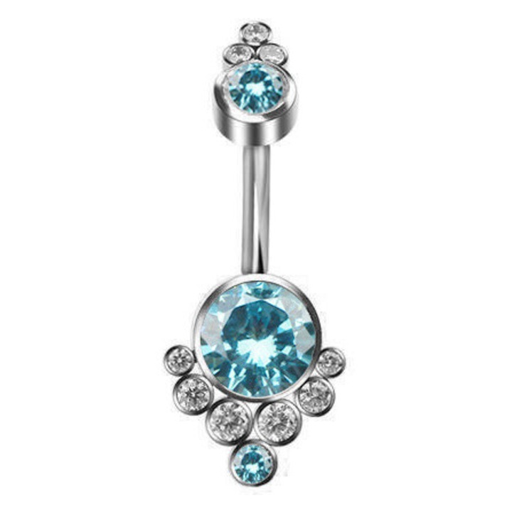 Ccrcel din titan pentru buric, Crazy Needles, albastru, 1,6x10mm