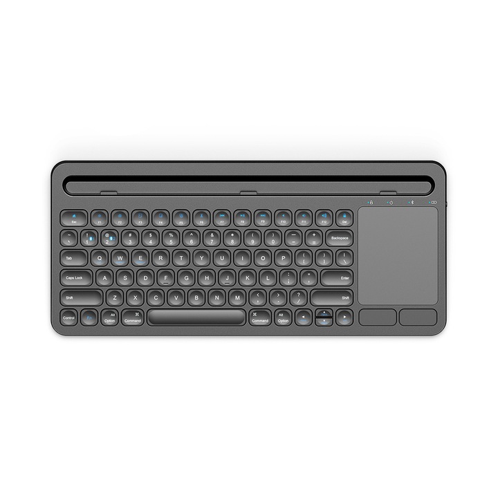 Bluetooth клавиатура Xmart BK281, Тъчпад, Поставка за смартфони и таблети, Черна
