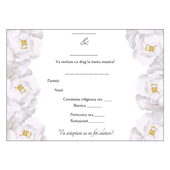 Invitatie nunta 10x15 cm cu plic, Model 14