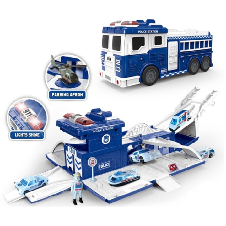Camion de politie pentru copii cu accesorii si transformari 2 in 1
