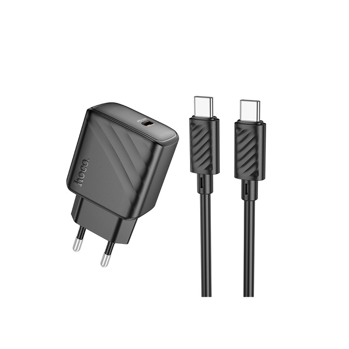 Hoco hálózati töltő + USB-C kábel (CS22A), 1 m, PD30W, 1xUSB-C, QC/FCP/AFC, fekete