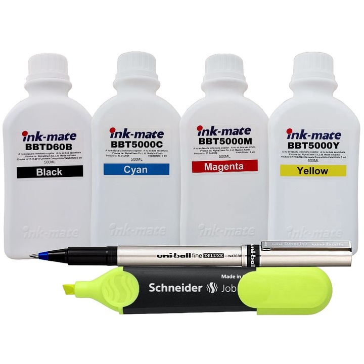 Batch Tintás üveg Ink-Mate kompatibilis Brother BTD60BK Fekete BT5000C Cyan BT5000M Bíborvörös BT5000Y Sárga 2000 ml