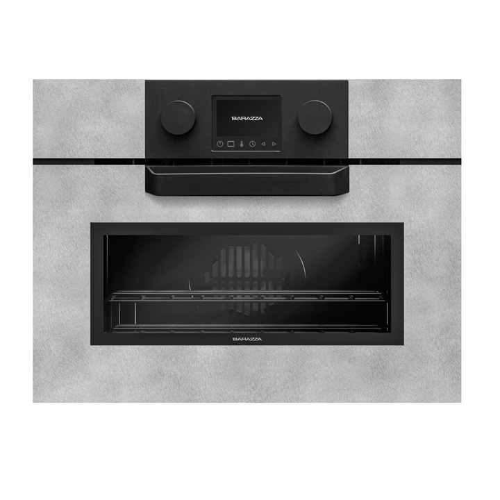 Cuptor electric si microunde combi 2in1 incorporabil Barazza, colectie Icon Mat, latime 60 cm, 40 litri, finisaje de lux, premium, temperatura maxima 250°C, 17 functii manuale, 20 programe automate, 5 programe de dezghetare, touch control, inox mat