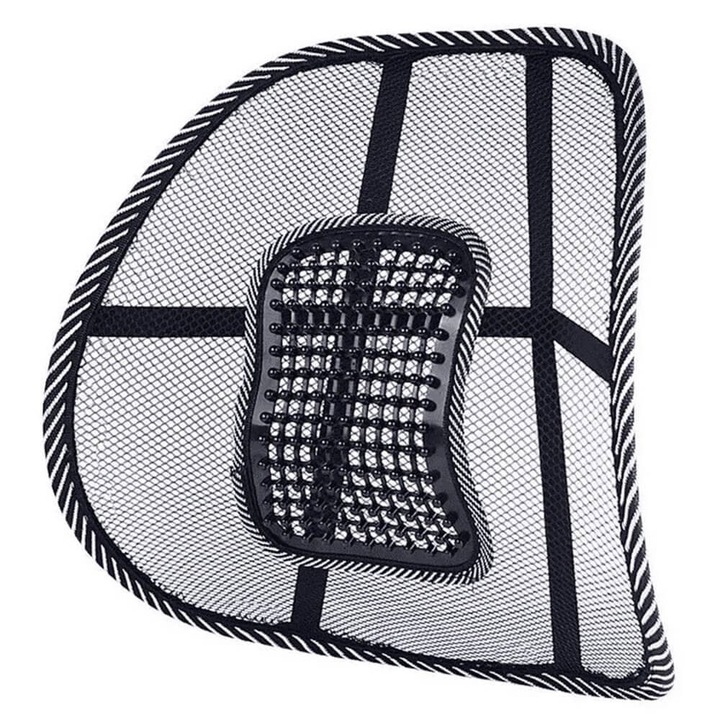 Suport lombar pentru scaun auto sau de birou Better Posture Lite cu zona de masaj, curea de prindere, Negru, 41 x 39 cm