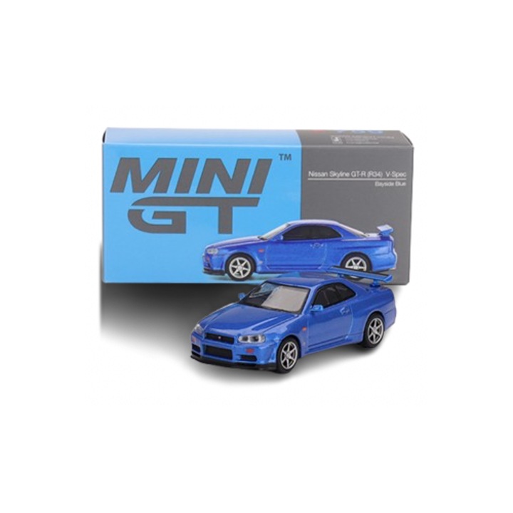 Модел на кола, Mini GT 1/64 Nissan Skyline GT-R R34 V-Spec Bayside Син