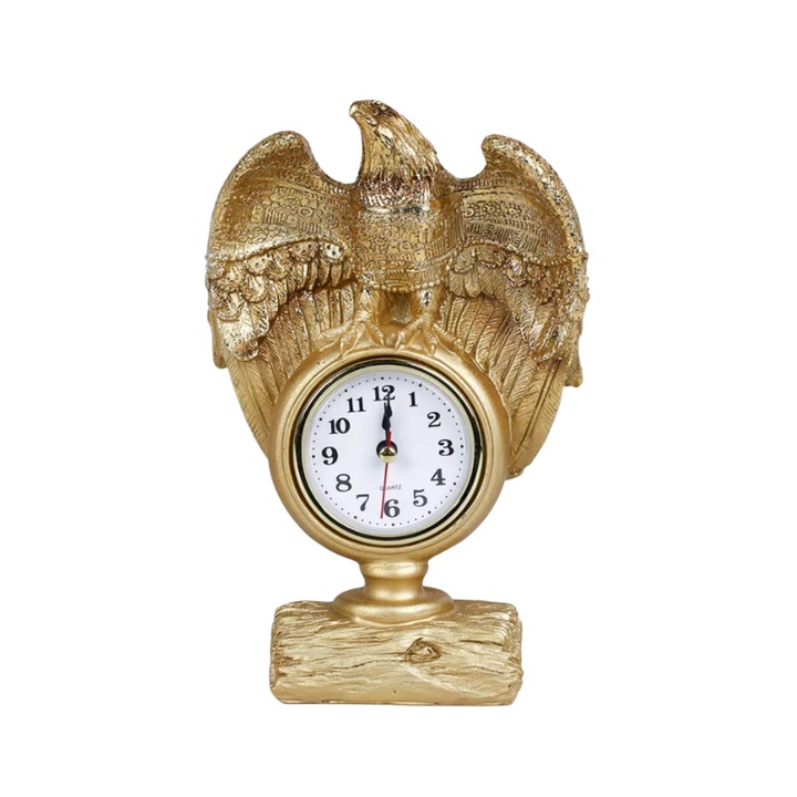 Ceas de Birou Vultur Berryshop® Gold Vision – Elegant Desk Collection 20x14x6 cm
