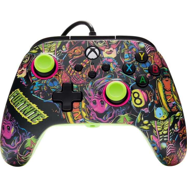 PowerA Advantage Wired, Xbox Series X, S, Xbox One, PC, Fortnite Glow, Vezetékes kontroller