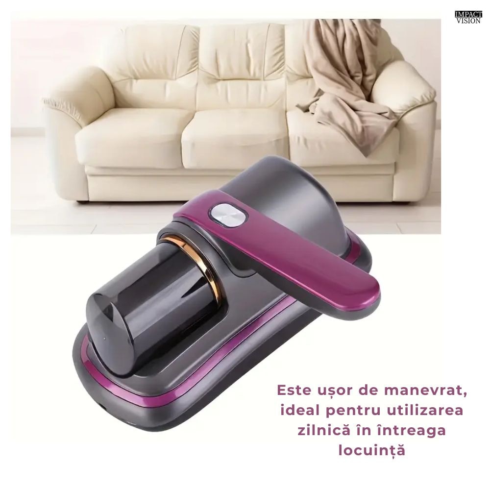Aspirator antiacarieni, Portabil, Filtru Hepa, 100 W, 8000 PA, Mov, Impact Vision®