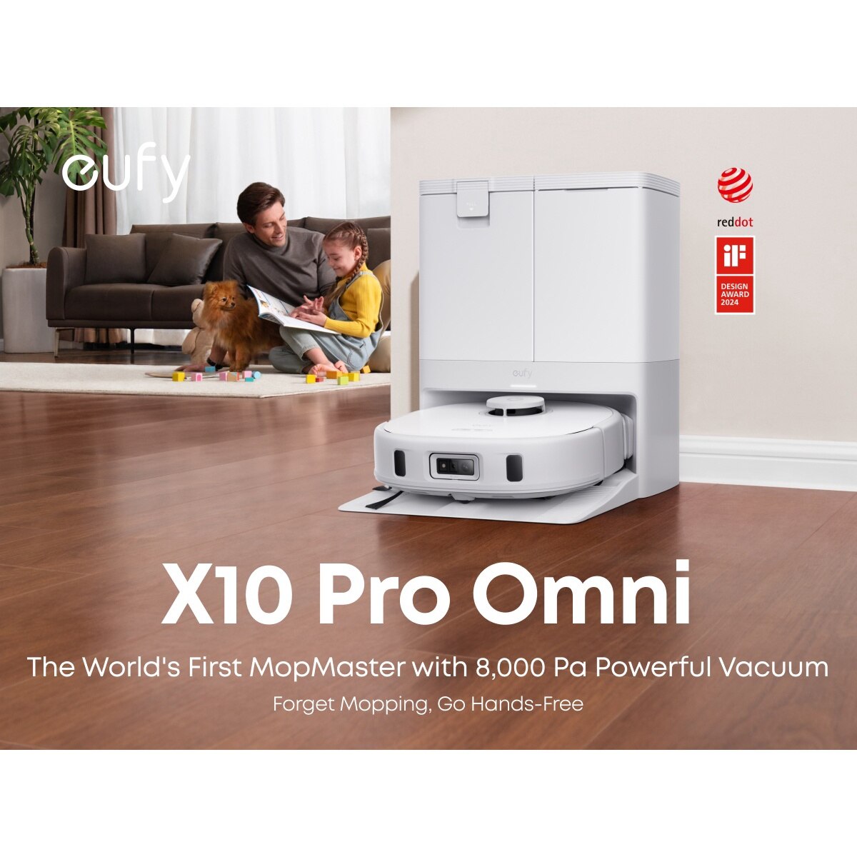 Aspirator robot eufy X10 Pro Omni, 8, 000 Pa, Dual Mop, AI, Alb