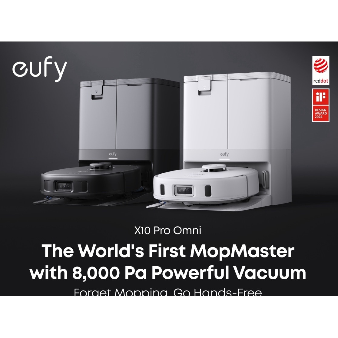 Прахосмукачка-робот eufy X10 Pro Omni, 8000 Pa, Dual Mop, AI, Бяло